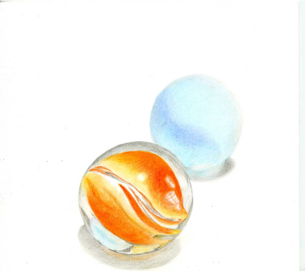 Beltaのcolored Pencil Gallery 色鉛筆ギャラリー Glass Marbles ビー玉 できあがり